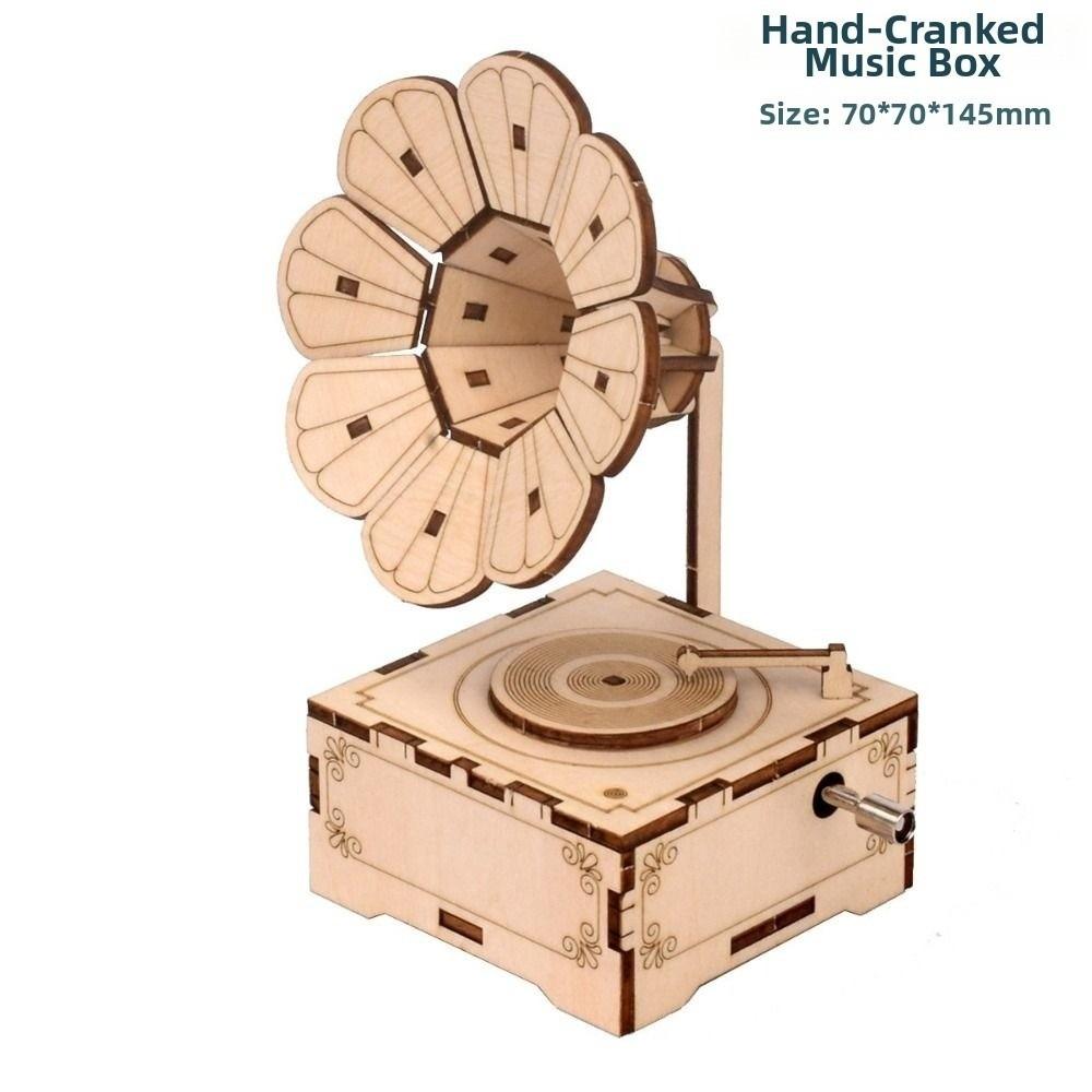 DIY Creative Gramophone Wood Phonograph Musical Potential Box High Quality Children's Puzzle Toys
