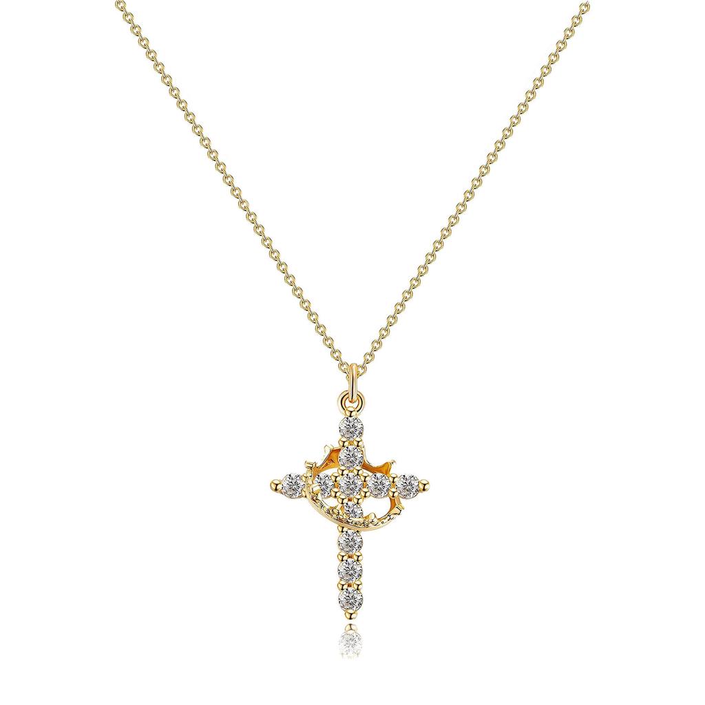 Fashionable Choker Necklace with Sturdy Stainless Steel Crosses Pendant Jewelry Accessory for Trendy Women and Girls