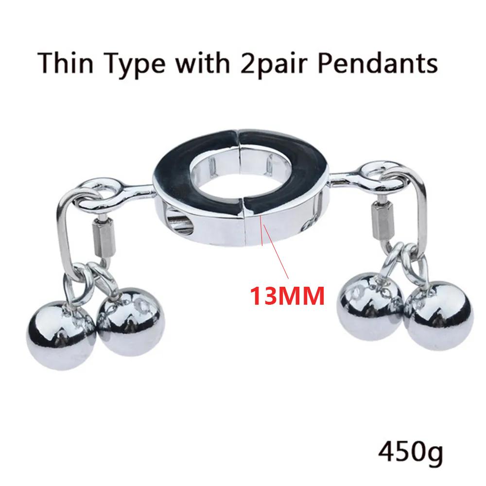 Heavy Metal Penis Ring Testicle Ball Stretcher Scrotum Cock Rings Locking Pendant Weight Male Chastity Sex Toys For Men Gay