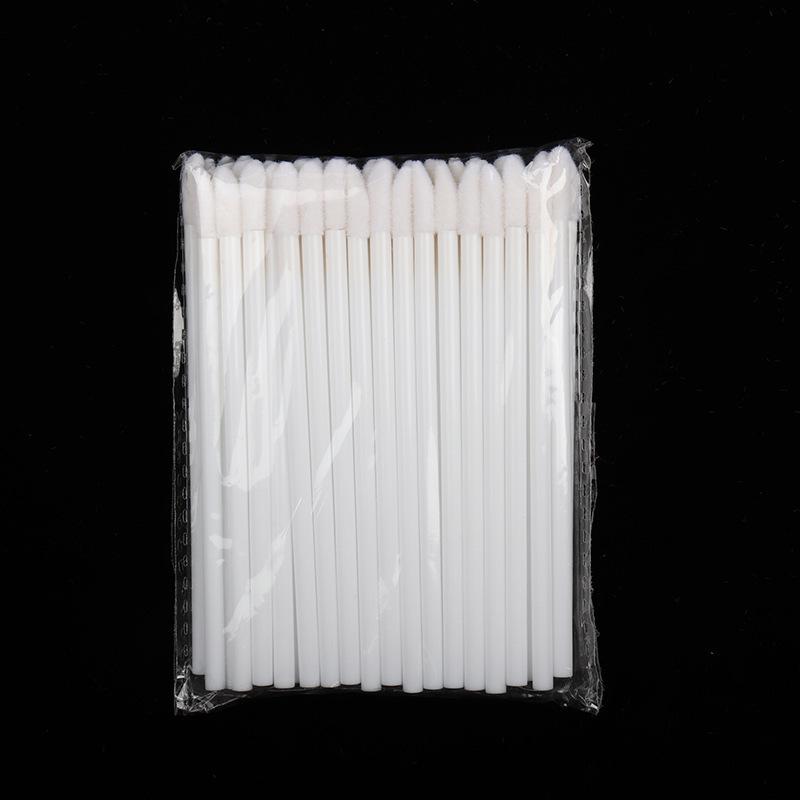 50-Pack Disposable Lip Brushes with Hollow Handle - Portable for Lipstick, Lip Gloss, and Mousse Application