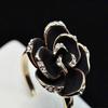 Gift Fashion Women Adjustable Black Rose Flower Ring Gold