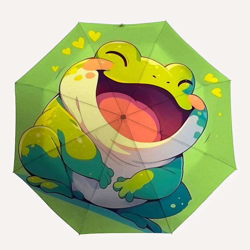 1pc Froggy Laughter Automatic Open/Close Umbrella, Portable Folding Umbrella for Travel, Themed Events008