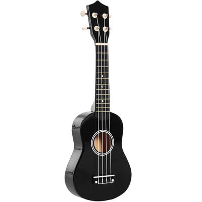 Portable 21 Inch Bass Wood Ukulele 4 Nylon Strings Smooth Lightweight Beginner Expert Soprano Sleek Black
