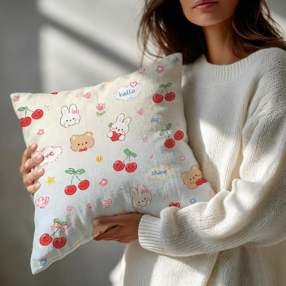 Pattern Cute Japanese Doodle Cushion Cover Patterned Cushion Cover Romantic Cozy Home Sofa Decoration