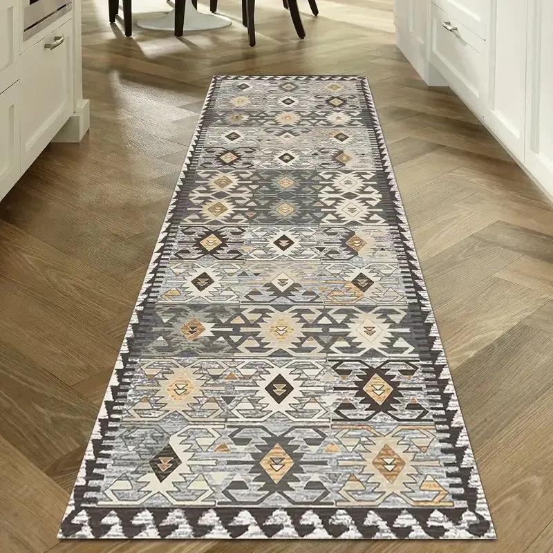 Vintage Persian Pattern Long Runner Rug for Hallway Kitchen Soft Durable Non Slip Home Decoration Carpet with Ethnic Design