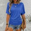 Women's Fashion Solid Color Round Neck  Short Sleeve Loose T-Shirt Top