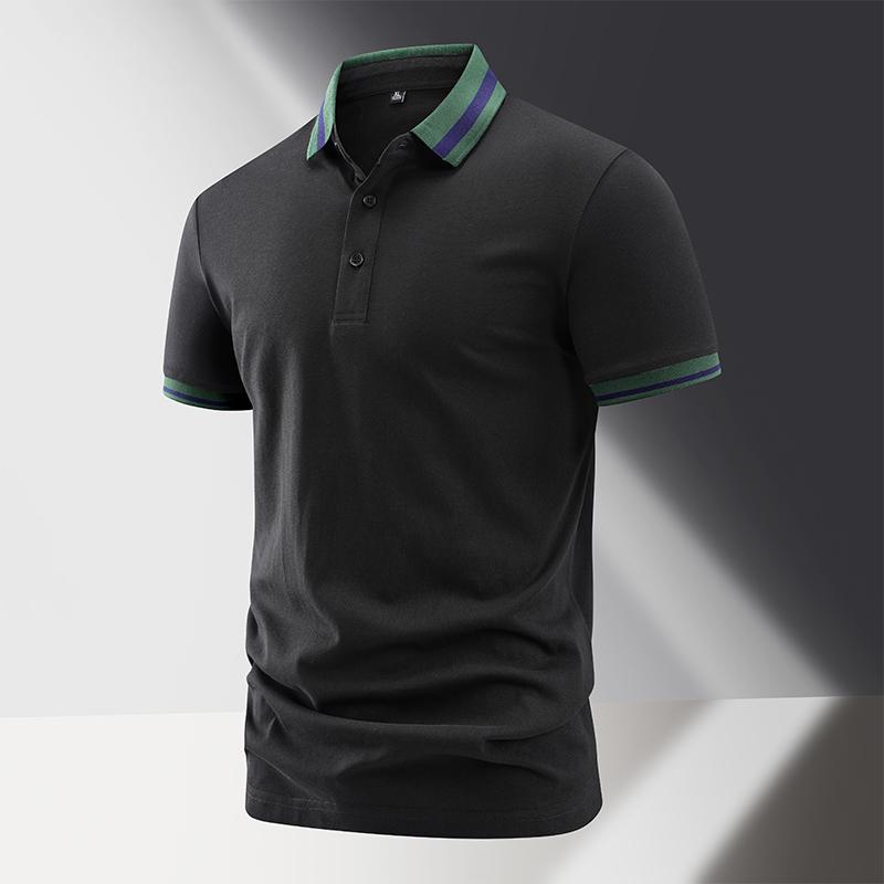 

Polo Shirt Men s Summer Casual Business Slim Fit Top with Collar and Short Sleeved T-shirt M чорний