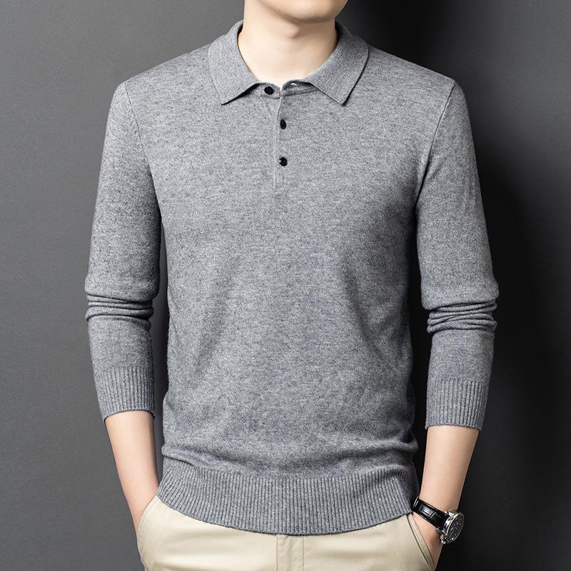 Lapel Collar Long Sleeve Men's Top