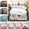 Small Fresh British Style Three-Piece 3D Digital Printing Valentine'S Day Bedding