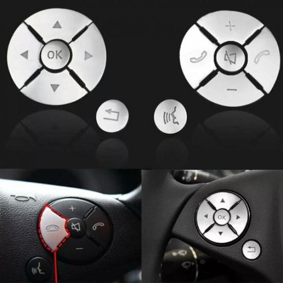 Steering Wheel Button Frame Cover Trim Matte Silver 08-13 For Benz E-Class W212