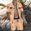 Heren Nieuw Kokosboom Hawaïaans Korte Mouw Shirt Korte Broek Strandbroek Set Losse Casual Mode Heren