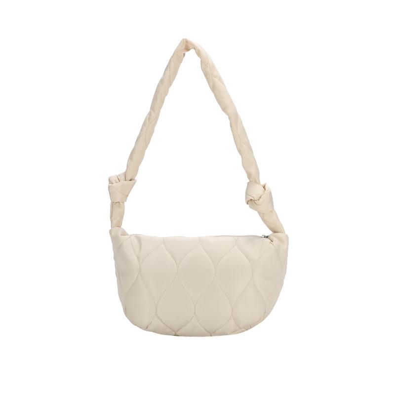 Bag Large Capacity Single Shoulder Oblique Span Dumpling Bag Embroidered Grid Nylon Moon Bag Retro Fashion Girl Bag