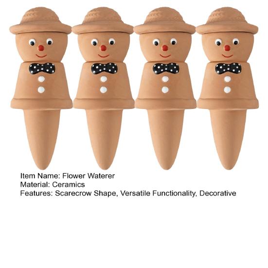 4Pcs Watering Machine Multi-function Ceramic Watering Nail Scarecrow Shape Self-waterer Device Soil Moisture Regulation Flower Waterer