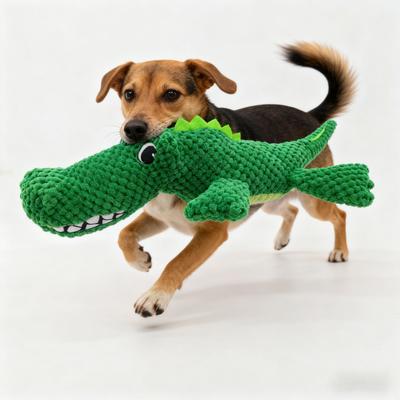 Green Crocodile Dog Sound Toys Plush Big Sound Dog Toy With Squeaker Bite Resistant Teeth Grinding Fun Self Entertainment Toy
