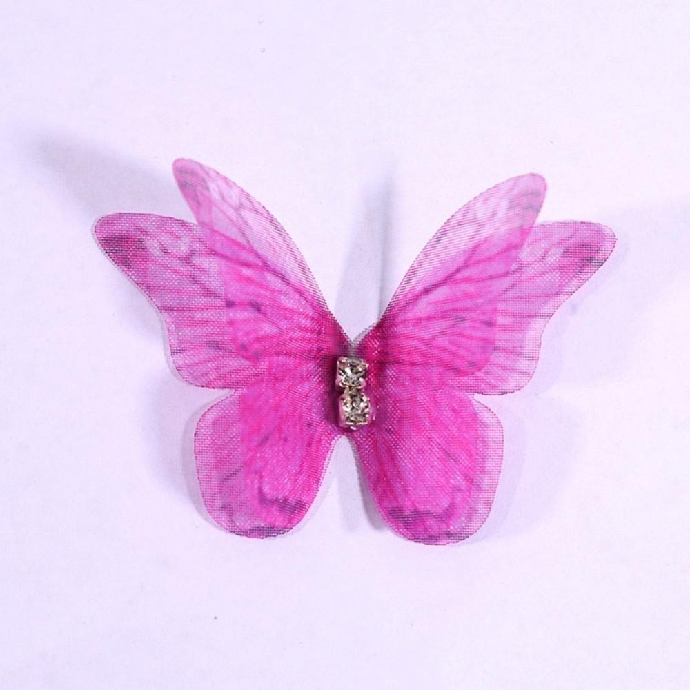 50Pcs Double-layer Chiffon Butterfly Embroidered Patches  Bridal Hair Accessories
