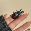 Geometric Ladybird Drip Oil Ring Insect Chunky Enamel Ring Personality Painting Ring  Gift