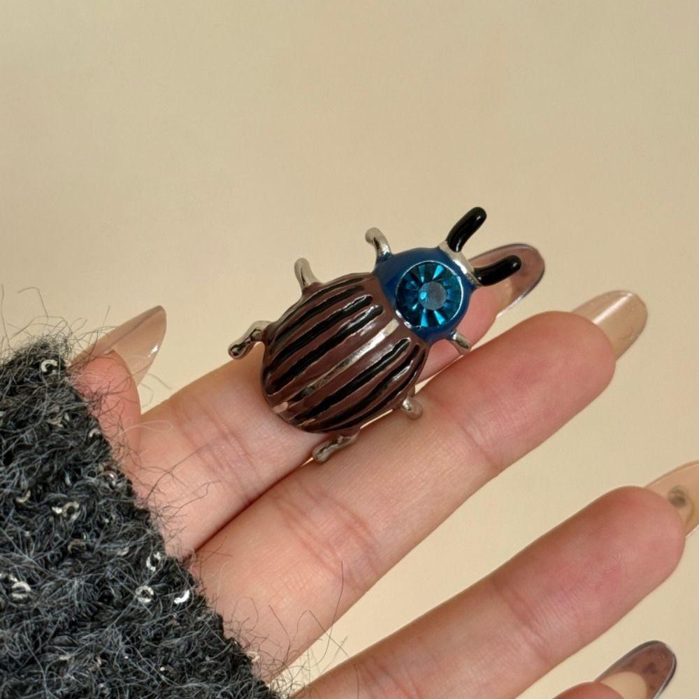 Geometric Ladybird Drip Oil Ring Insect Chunky Enamel Ring Personality Painting Ring  Gift