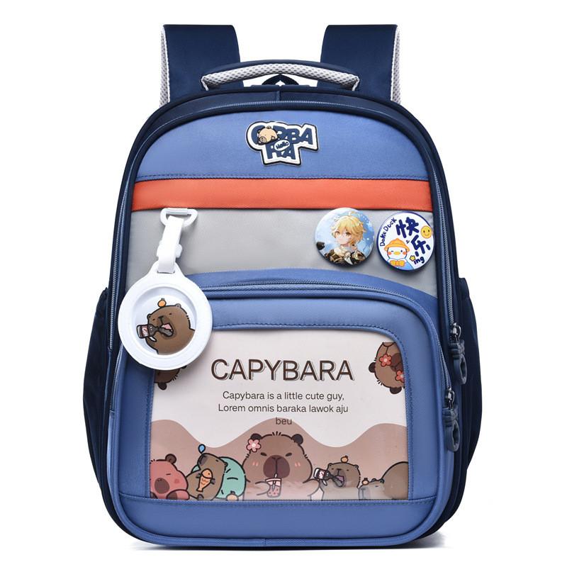 Capybara Cute Cartoon Pattern Children Large Capacity Backpack For School Use