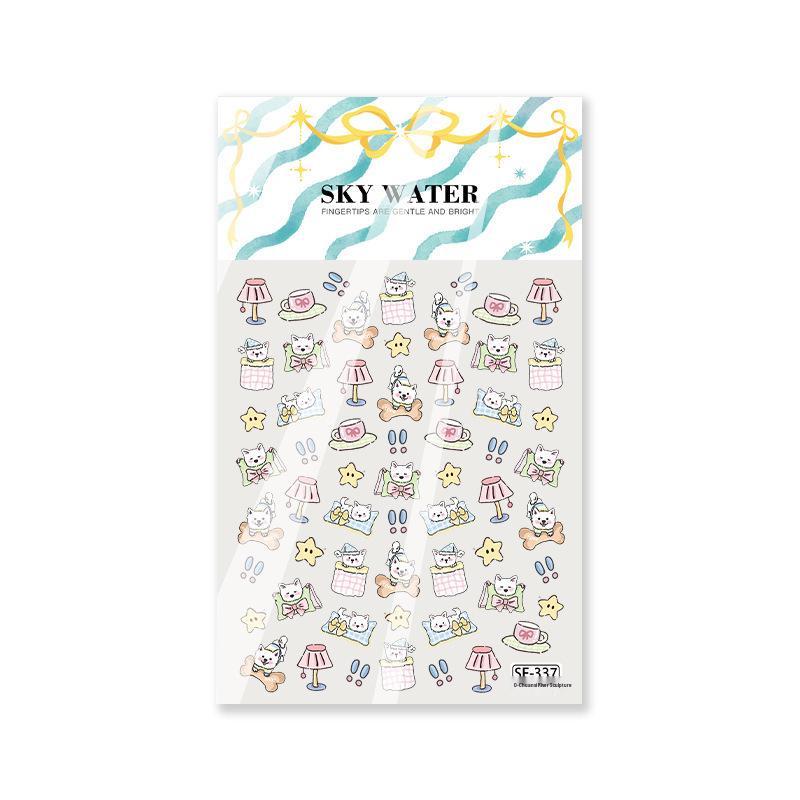 Sky 3D Cartoon Puppy Nail Art Stickers - Cute, Waterproof, Decorative Adhesive Designs