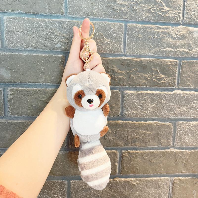 Plush Adorable Long Tailed Raccoon Toy Backpack Mini Doll Car Keychain Pendant