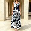 Summer Bohemian Floral Sleeveless Maxi Tank Dress,Lightweight Flowy Elegant Casual Dress,Daily Street Wear for Women