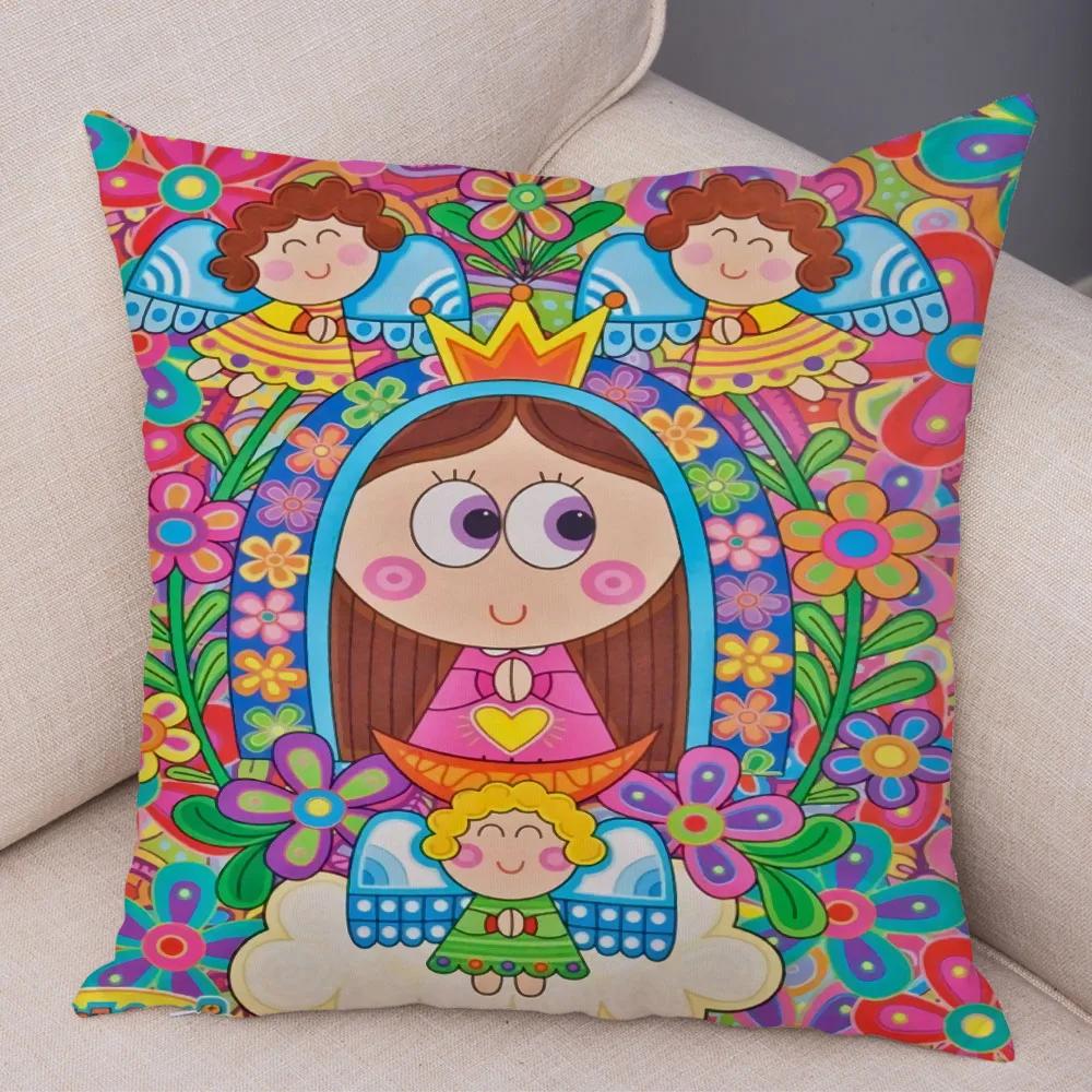 Jungfrau Maria Kunst Kissenbezug Dekoration Kawaii Cartoon Kinder Sofakissenbezug Zuhause Auto