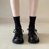 Platform Loafers Women's Spring and Autumn 2025 New Versatile College Black Single Shoes Lace-up British Style Small Leather Shoes
