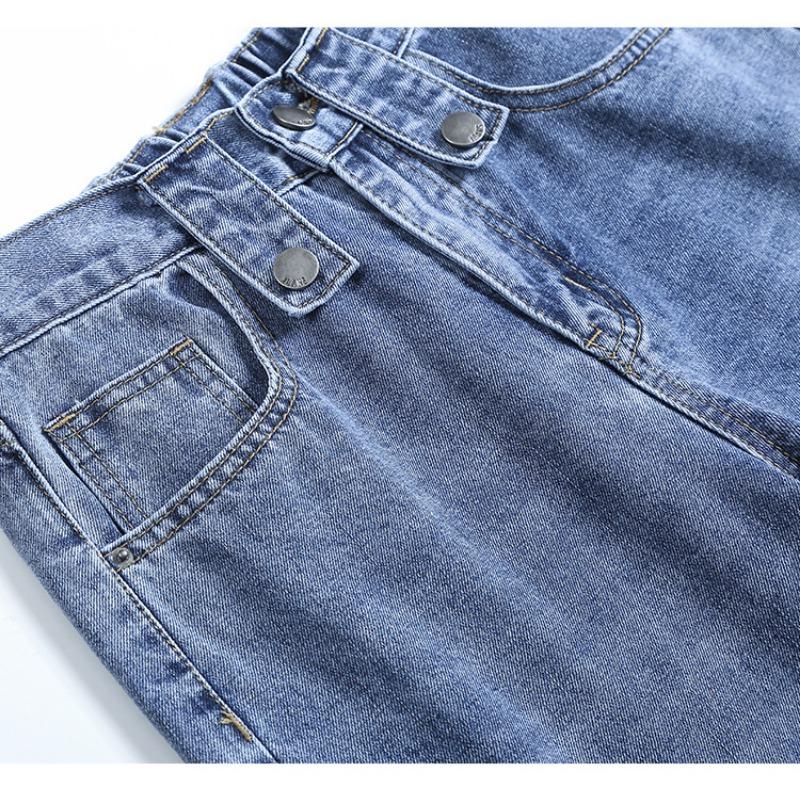 High-waisted Elastic Straight-leg Jeans Woman