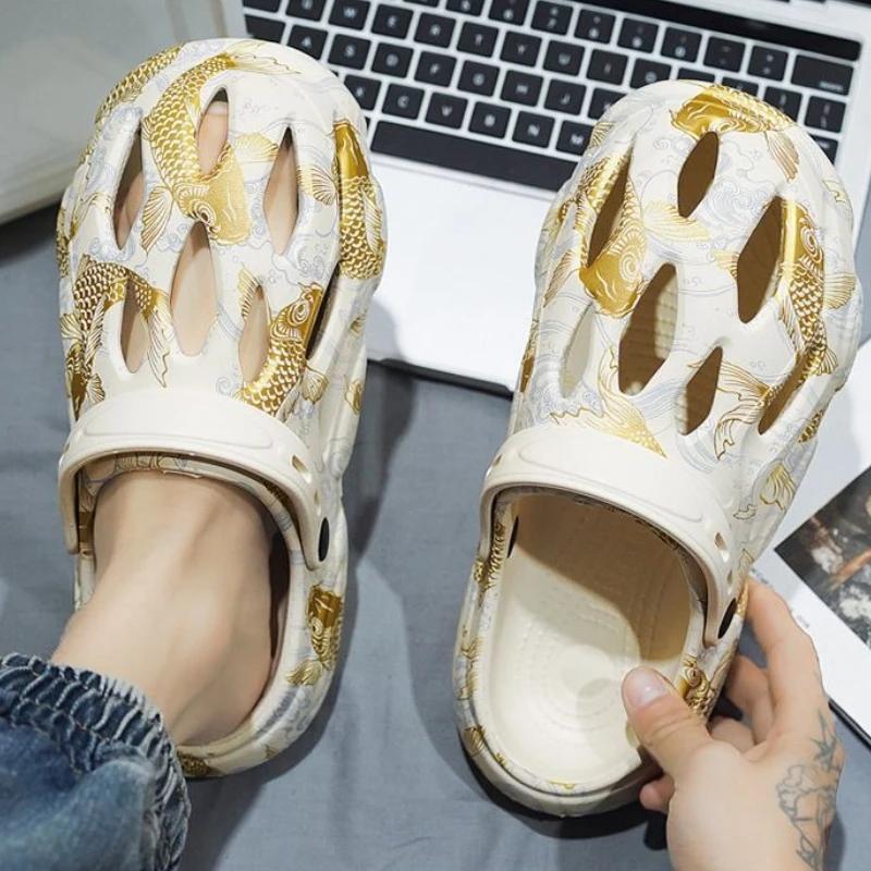 Slippers for Men Hole Platform Shoes Beach Designer Luxury Summer Sale Eva Clappers 2025 Pvc Cheap Liquidation Adult Sandals Man