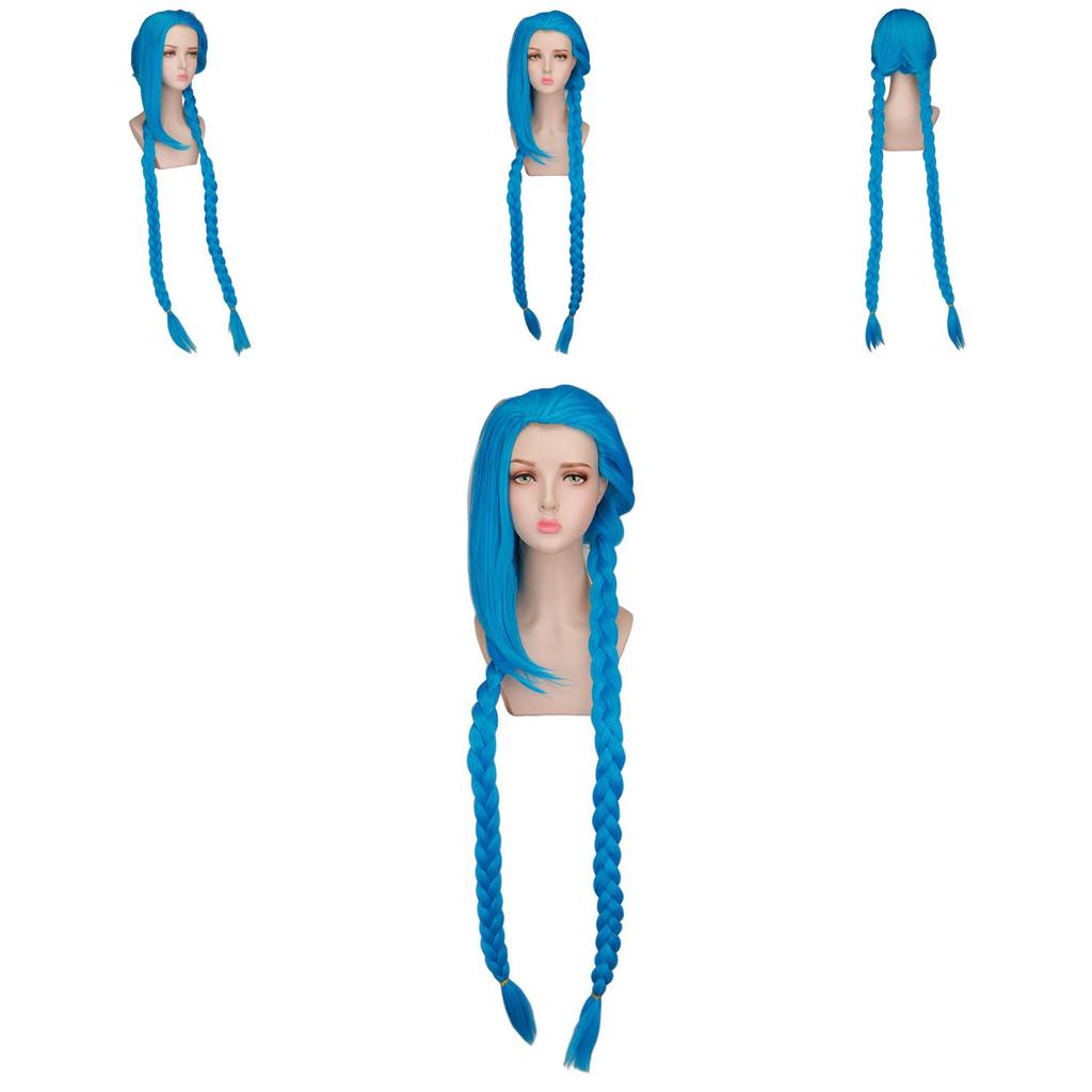 Lol Parrucca Cosplay Jinx in Seta Traspirante ad Alta Temperatura per Fan di Anime