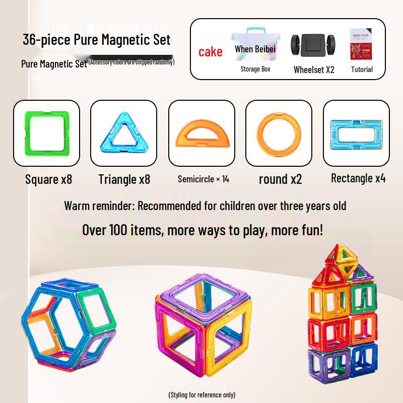 Children's Large Stained Glass Magnetic Building Tiles Set - Educational Toy Puzzle