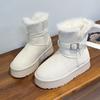 Women's Large Size Thick Bottom Heightening Winter Warm Fur One Snow Boots Padded Lined Ankle Boots Anti-slip Hiking Sneakers Cotton Boots
