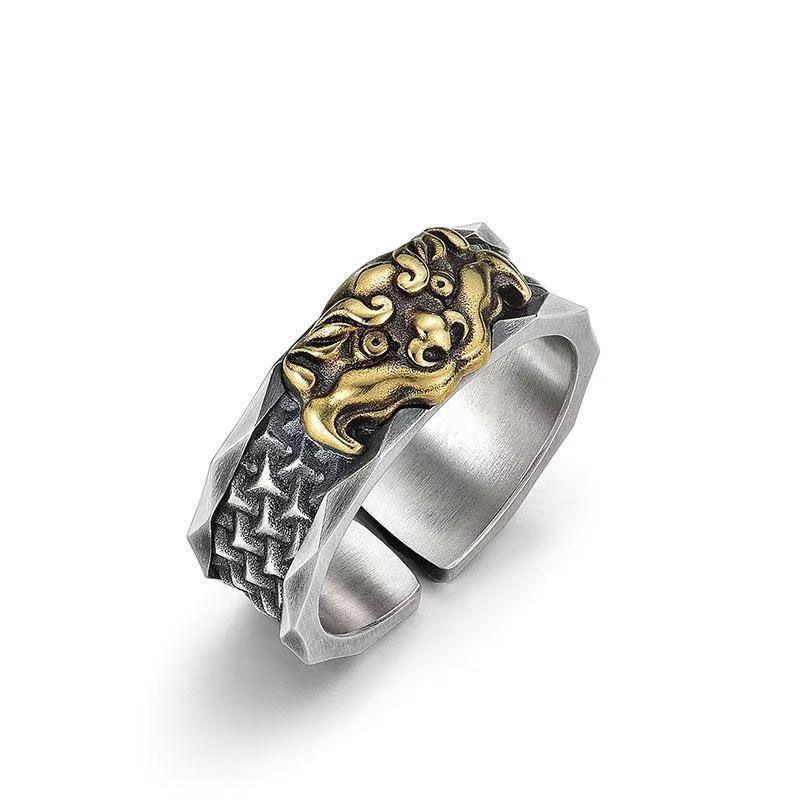 Embossed Pixiu Ring Men's Ring Retro Trendy Trendy Ring Exquisite