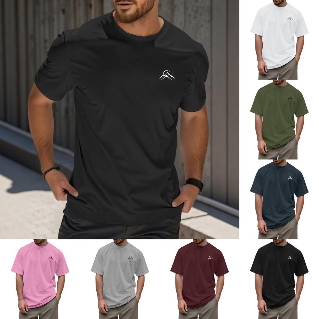 Men's Fashion Printed Round Neck Straight Shoulder Short Sleeve T-Shirt Top