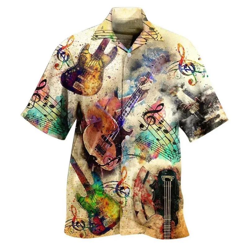 Chemise à Manches Courtes Boutonnée pour Homme Imprimé Floral Tropical Lys Hawaïen