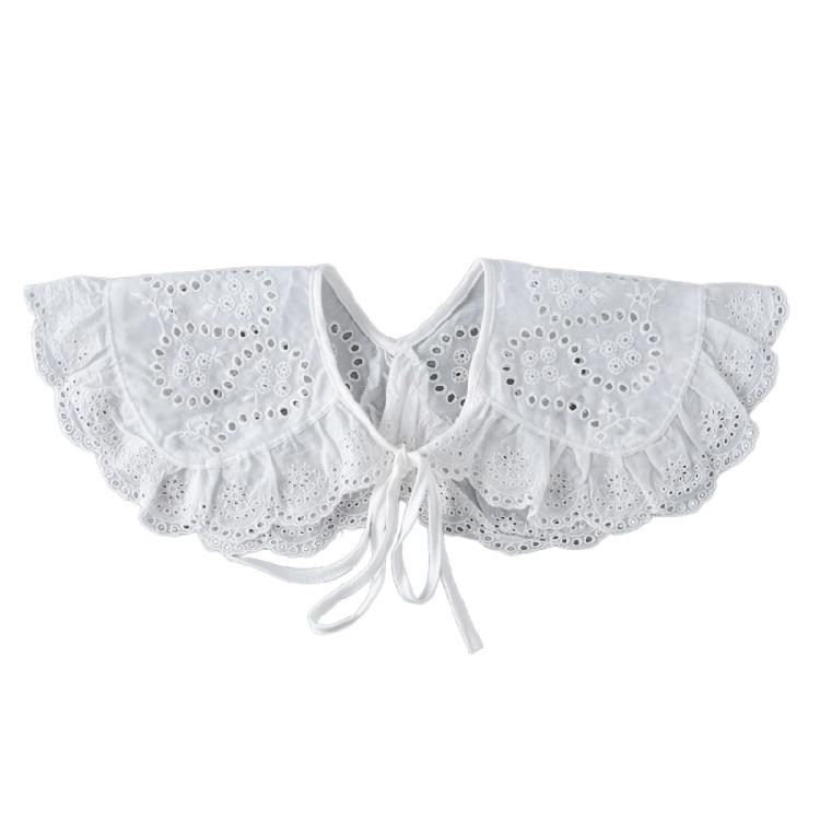 Женский кружевной вырез съемный плиссированный воротник с отделкой воротник с ажурным дизайном 1 белый