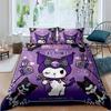 New Kuromi-themed Three-piece Bedding Set, Including Duvet Cover and Pillowcases, But Without Filling. A Great Holiday Gift.