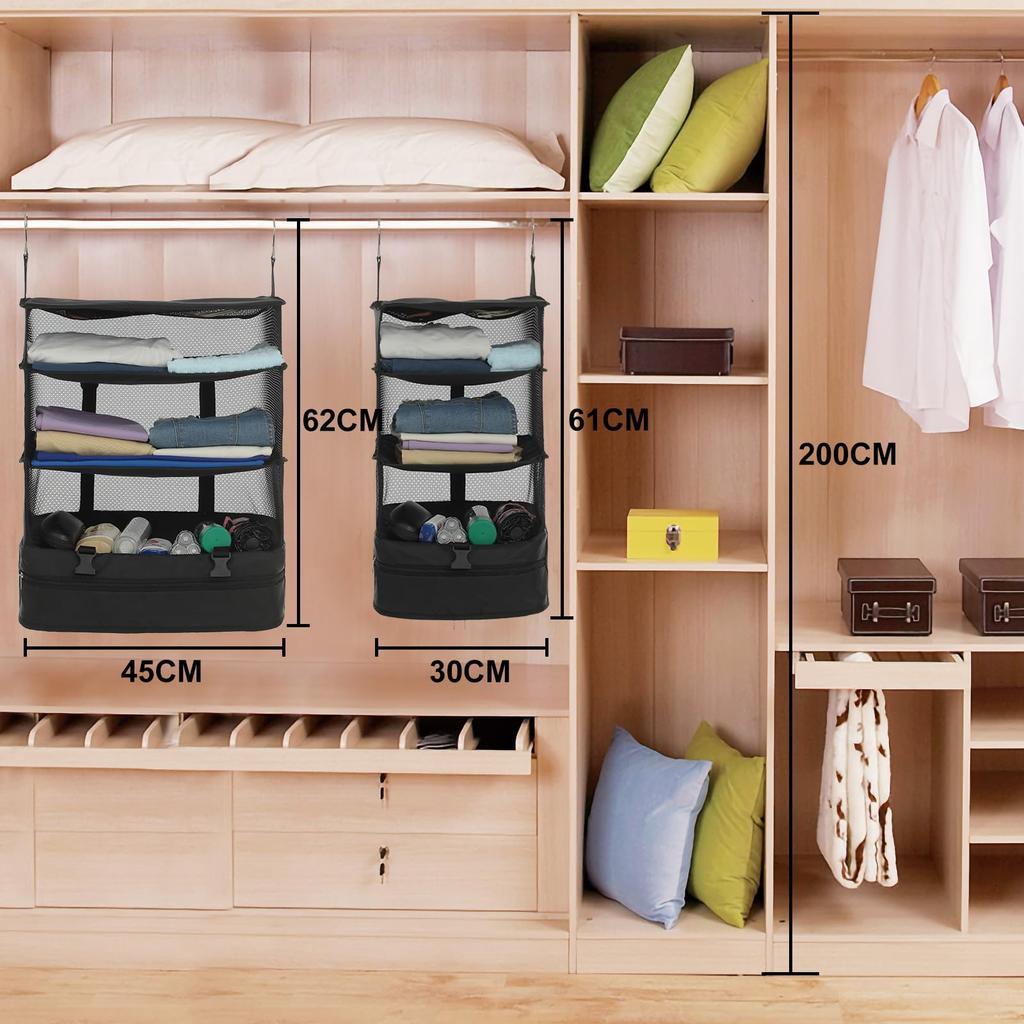 TABITORA Hanging Storage Box with Inner Clothes Travel Business Large of Bag, Rack, Storage, Trip, Closet, Space-Saving, Capacity, 4-Tier Organizer,