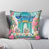 Chinoiserie Foo Dogs Pagoda Garden Square Pillowcase Polyester Linen Velvet Printed Decorative Throw Pillow Home Cushion Cover