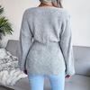V-neck Tops Women Knitted Sweater Fashion Ruffles Long Sleeve Pullovers and Sweaters Ladies Jumper
