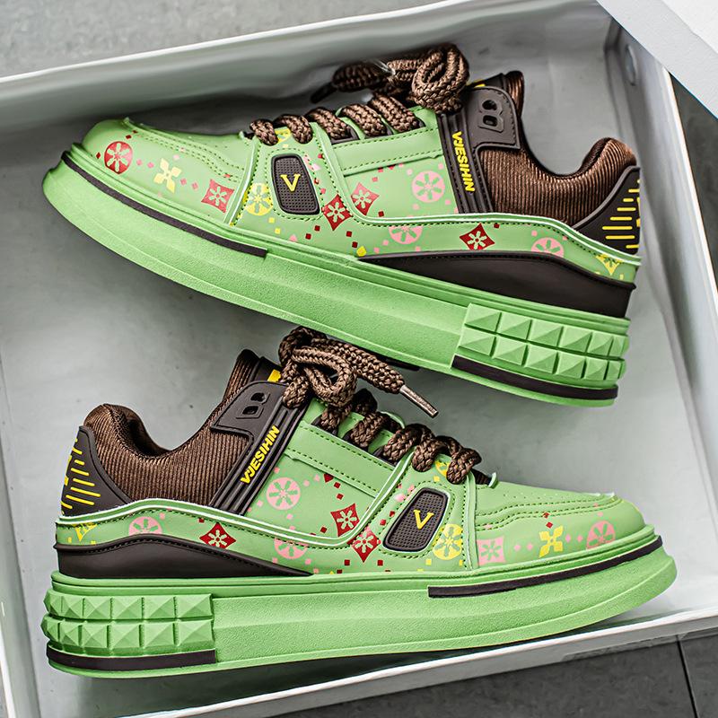 2025 Men s Fashion Print Casual Skate Shoes - Thick Sole, Height Boosting, Versatile & Comfortable Dad Sneakers for Autumn Size 41