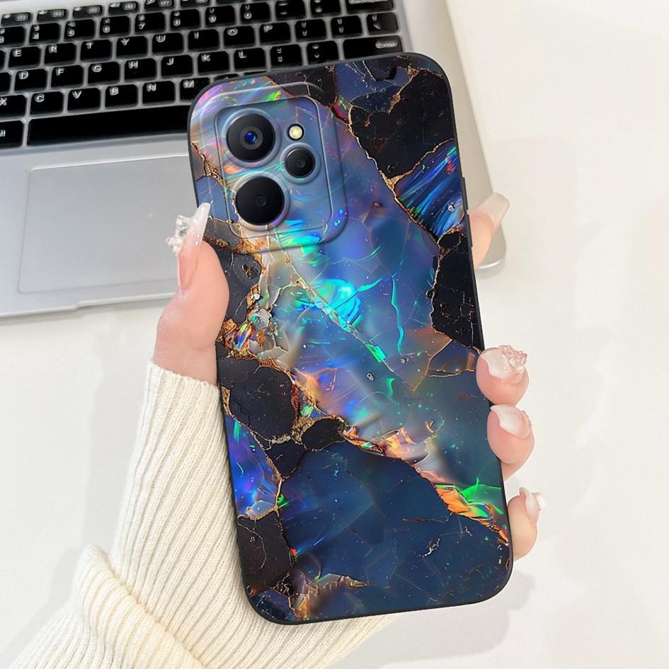 For Realme 9i Case Cool Fashion Flower Marble Sunset Soft Liquid Silicone Lens Protective Cover For Realme 9i 5G Realme9i Bumper
