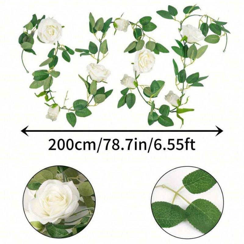 Vår Kunstig Hvit Rose Ranke Kunstig Grønn Plante Kunstig Blomsterbue Hjemmedekorasjon