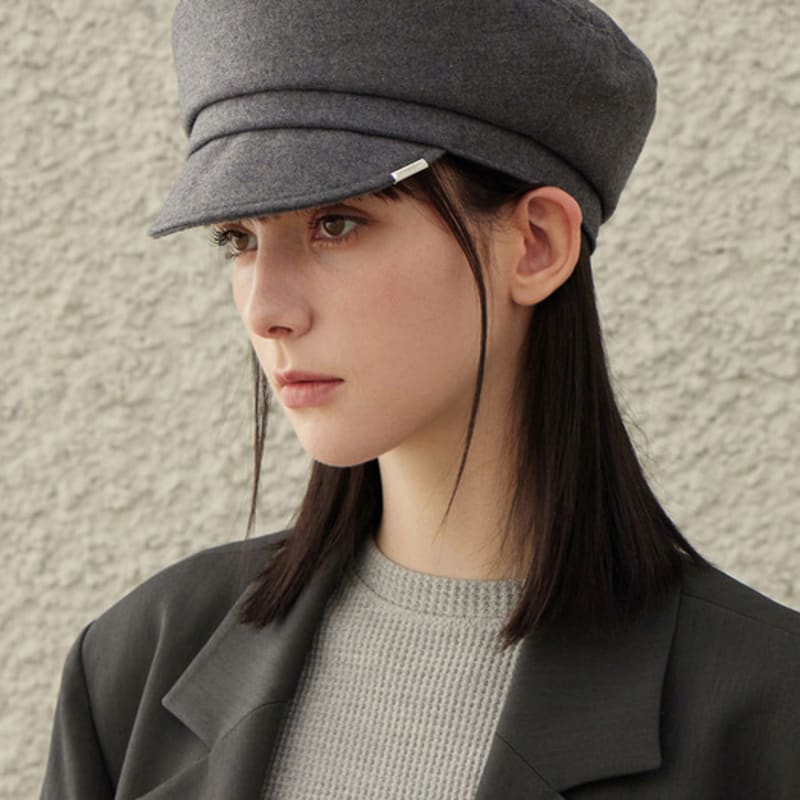 

VARZAR Шерстяная матросская кепка с металлическим наконечником, цвет древесный уголь FREE