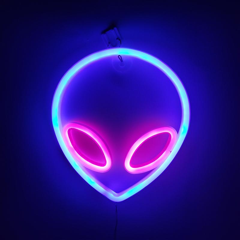 Alien Neon Lights, LED Signs Logo Light, Atmosphere Lamp, for Kids, E-sport Room, Camping, Hotel, Shop, Game, Art, Home Decor