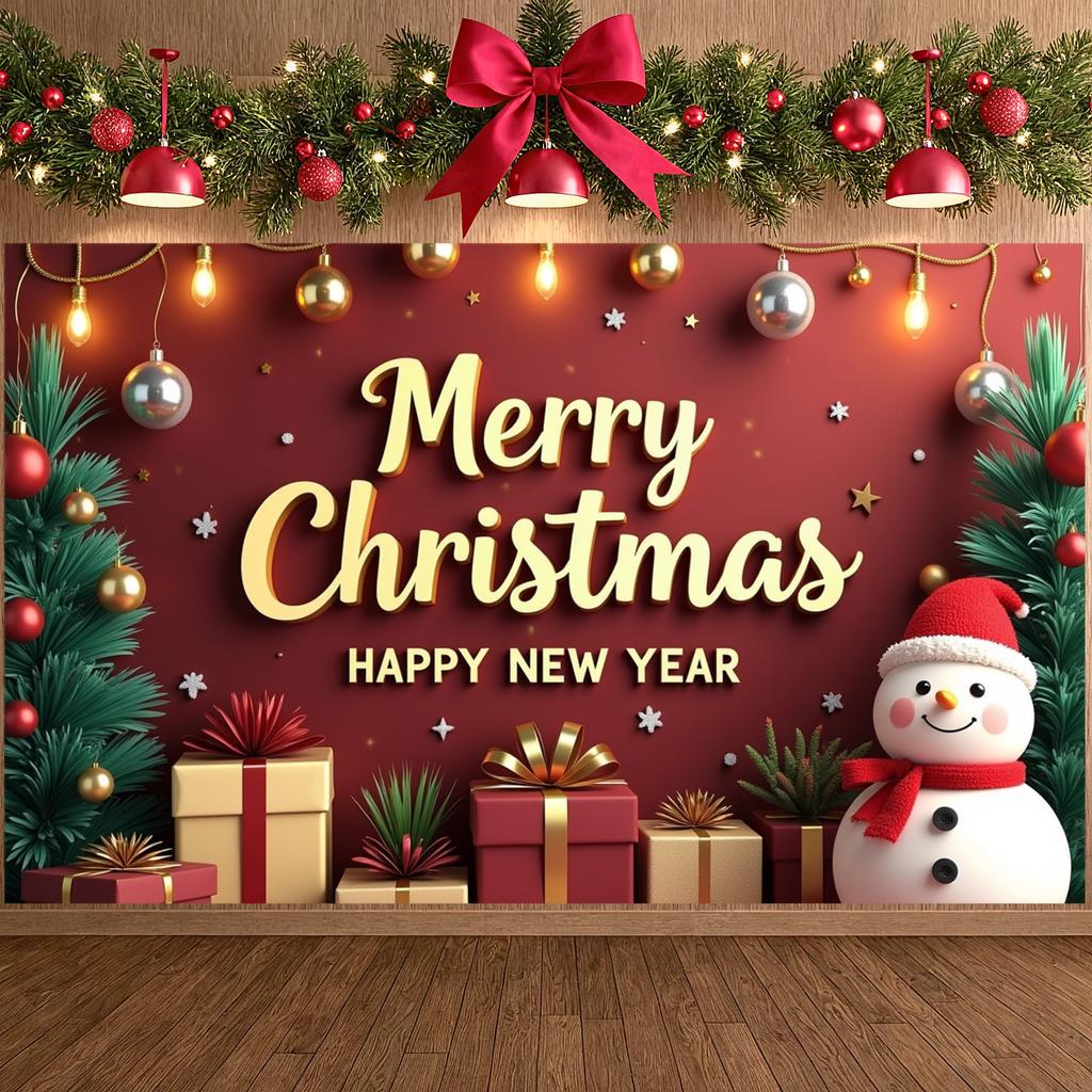 New Year Display Snowman Figure Yuletide Display Winter Holiday Background Festive Lights Happy New Year Display For Indoor New