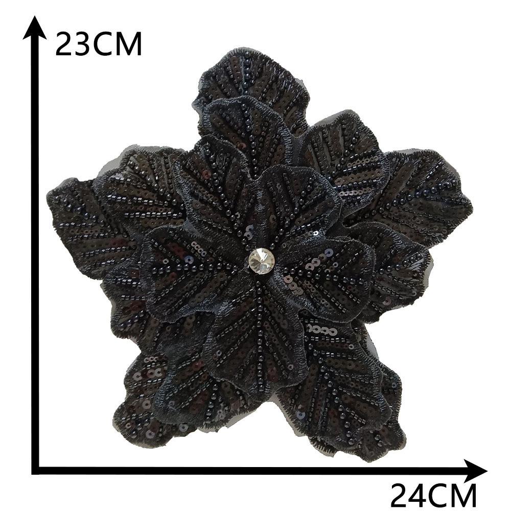 

Three Layers Flower Patches Dress Decoration Dress Decoration Applique New Sew On Patch for Cloth чорний