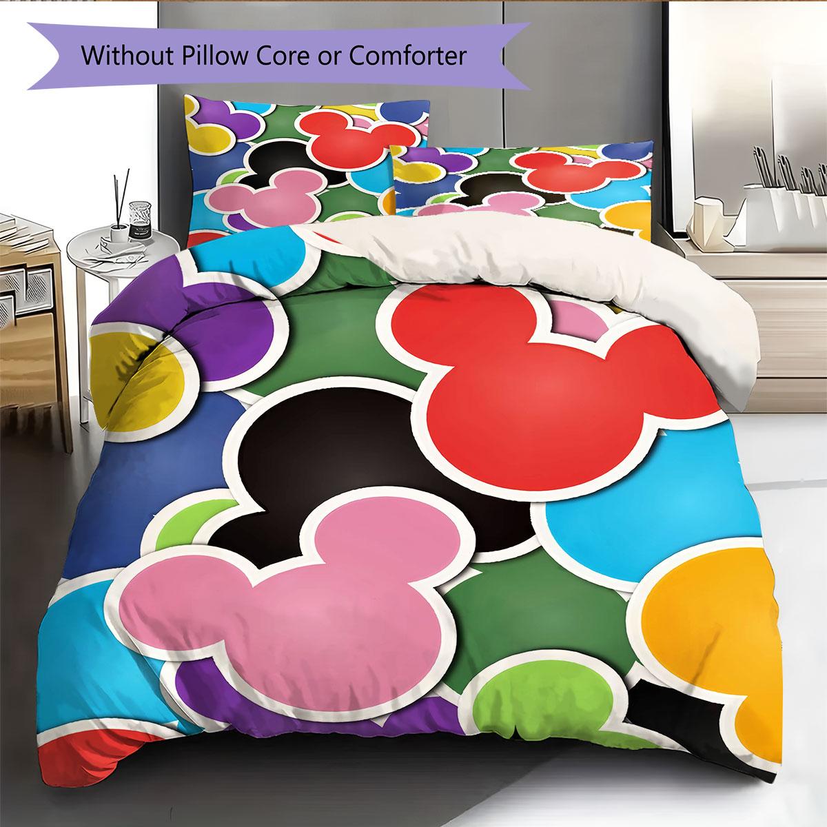 

Colorful Mickey Mouse Head Sticker Pattern, Warm and Comfortable Bedding Set, The Perfect Choice To Decorate A Child s Bedroom. 135x200cm