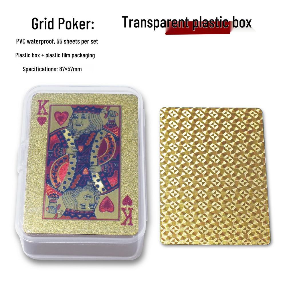Gold Foil Waterproof Playing Cards In Transparent Plastic Box