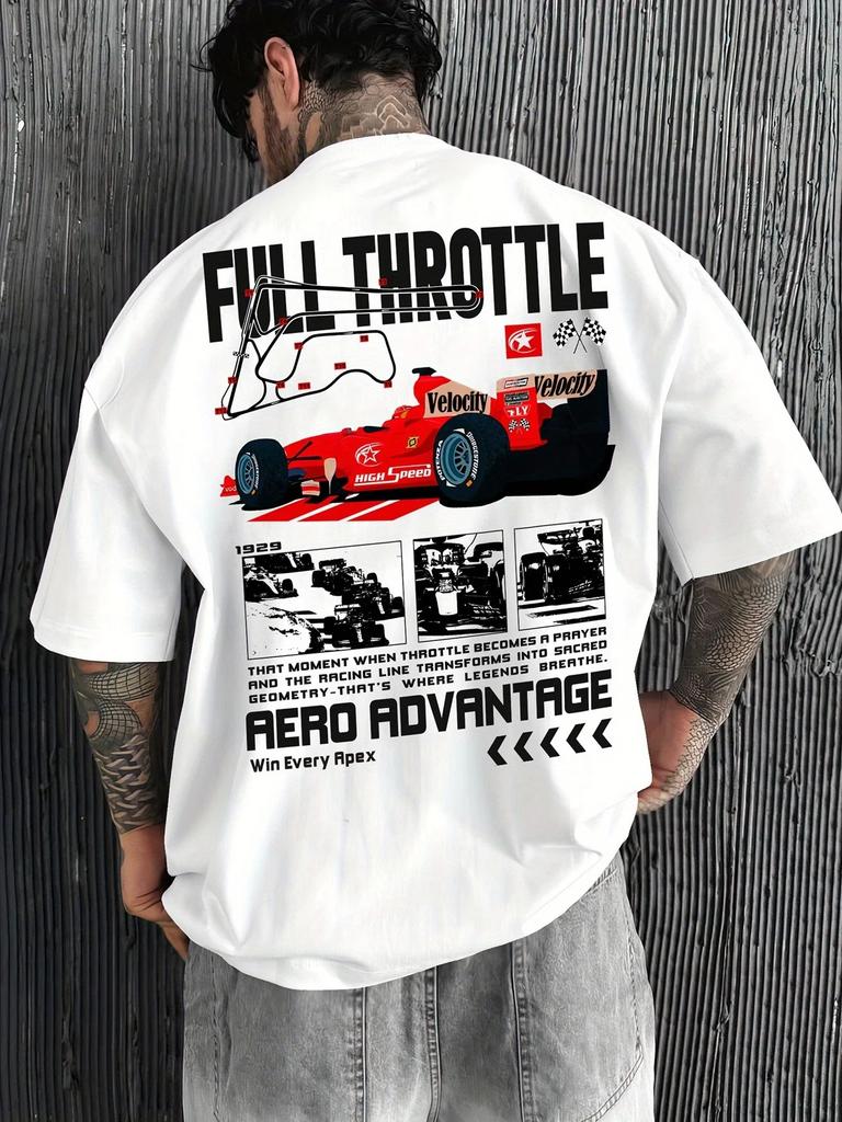 Full Throttle F1 Racing Vintage Graphic Oversized T-Shirt, Aero Advantage Motorsport Streetwear Tee, Unisex Casual Top